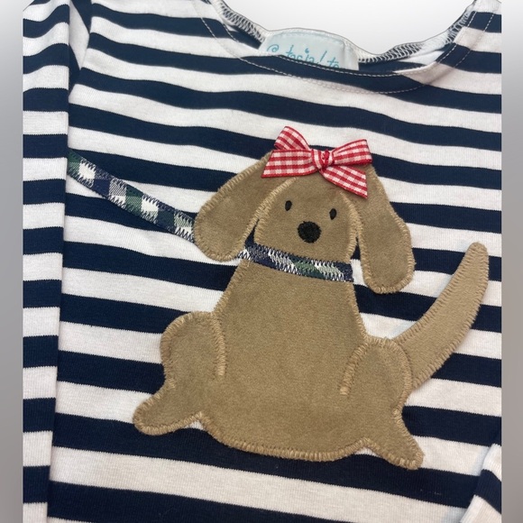 NWT Funtasia Too Long Sleeve Stripe Puppy Dog Swing Tunic Top 24m - Picture 2 of 3